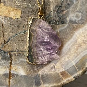 Natural Amethyst Slice Necklace